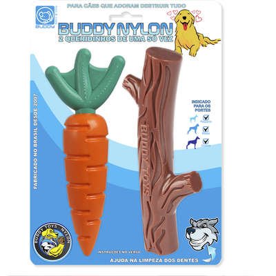 Brinquedo Buddy Toys Nylon Kit Queridinhos Cenoura e Graveto para Cães - Imagem 4