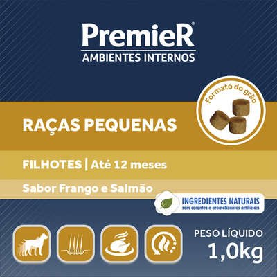 Ração Premier Pet Ambientes Internos Cães Filhotes Frango e Salmão - Imagem 3
